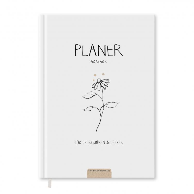 Lehrerkalender 2025 2026 weiß schwarz beige mit Planungshelfer für Unterrichtsvorbereitung und Schuljahr Planung
